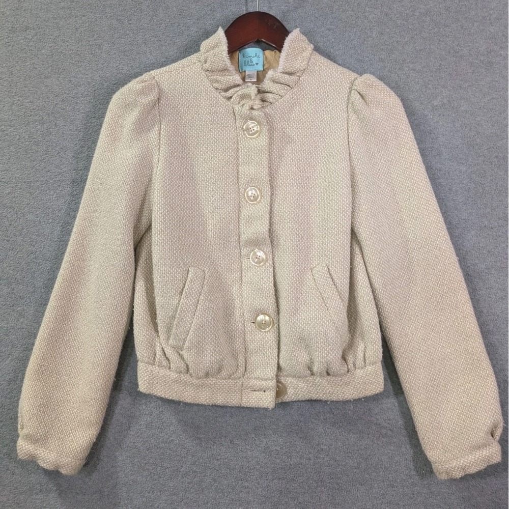 Kimchi Blue Womens 4 Cream Wool Blend Ruffle Collar Jacket Cropped Lined